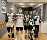 Y2K graphic sweater with flame and geo pattern