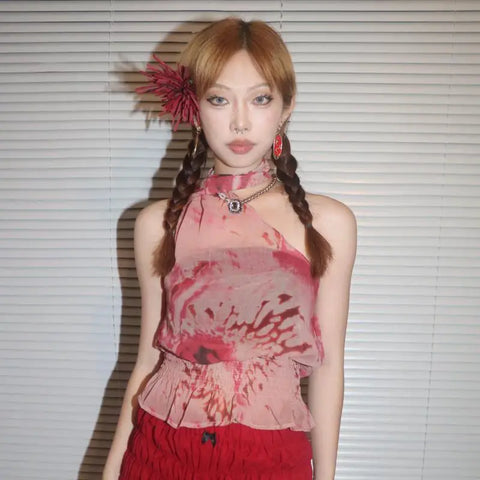 e-girl sleeveless To summery backless tank tops