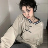 Oversized beige Sweatshirt for Women Korean Fashion