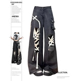 Y2K Oversize Jeans with High Waist and Eye-Catching Cut-Outs