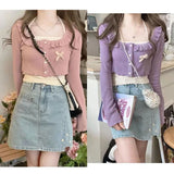 Geschnürter Strick-Cardigan im Soft-Girl Stil