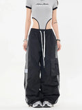 Baggy Trousers Kpop-Fracht-Hose für Frauen mit Kordelzug