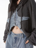 Y2K Star Cardigan for Women Cropped and Oversized