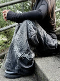 Gothic Retro Centipede-Design Softer Oversized Jean