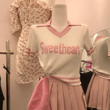 サマーソフトガール半袖ポロシャツ（白、スウィートハートの文字入り）