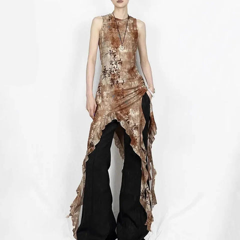 Asymmetric Gothic Dress for Women Wasteland Style