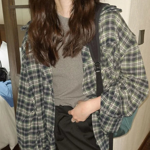 Oversized Karo Shirts for Women Grunge Fashion