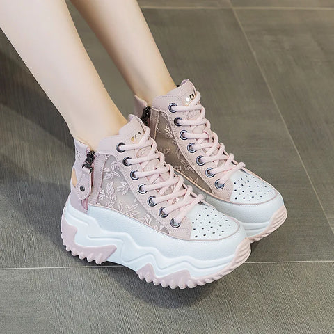 Zip-Up Platform shoes Trendy Sneakers