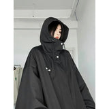 Black gorpcore oversized windbreaker jacket in streetwear style