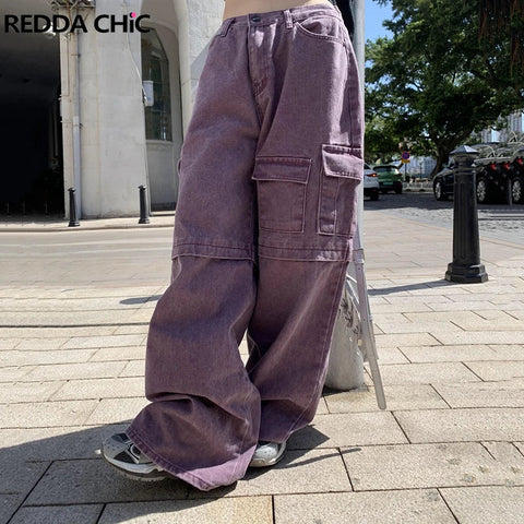 Lila Cargo Pants with Pockets Baggy Jeans in Skater Style