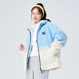 Soft-Girl Jacke in Lammfell-Optik mit Farbverlauf und Stehkragen