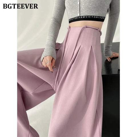 Wide High-Waist Soft-Girl Pants with Pockets for Spring/Summer