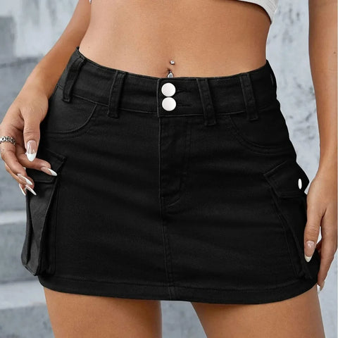 Hip Bag Overskirt for Y2K Look low waist with pockets in beige