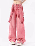 Pink Cargo Jeans Y2K Oversize Women