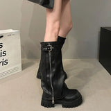 Ladies Biker Boots with Buckle for a Grunge Look