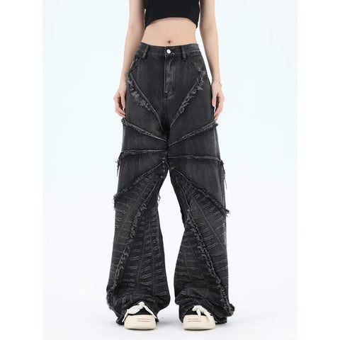 Y2K Vintage Denim Pants for Women with Oversized Cut