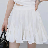 韓国のフェアリーコアスタイルのエレガントな白いレディースミニスカート