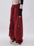 Hohe Taille Y2K Rotes Cargo-Hosen