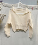 Gray Off-Shoulder Pullover Cropped Y2K Look