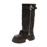 Ladies Biker Boots with Buckle for a Grunge Look