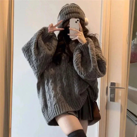 Cozy Oversized Knit Sweater in Harajuku Style for Fall/Winter