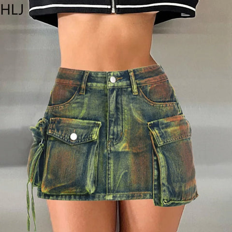 Y2K Denim Skirt with High Waist and Practical