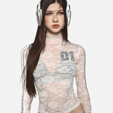 Y2K Lace-Top with Embroidered Logo 0