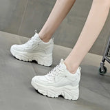 Chunky Y2K white sneakers made of real leather