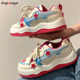 Y2K Platform Sneakers with Thick Soles and Stars