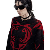 Goth Satan Club Knitted Sweater with Eyelet Details
