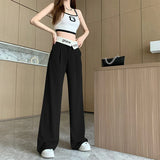 Women’s Wide-Leg Pants in E-Girl Style with High Waist and Draping
