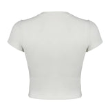 Cat Motif Crop Top Short in White**