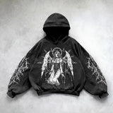 Angel Hoodie in Black Oversized Y2K Sweatshirt