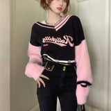 Black sweater with V-neck y2k