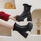 Y3K Style 11cm Platform Wedge Chelsea Boots with Plush
