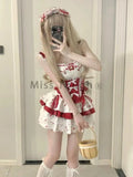 Sweet Gothic Lolita Set with Lace and Bows Top & Skirt