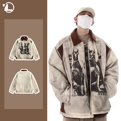 Stylish College Y2K Jacket with Color Combination and Unique