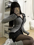 E-Girl zip plush Sweater in Black and Silver