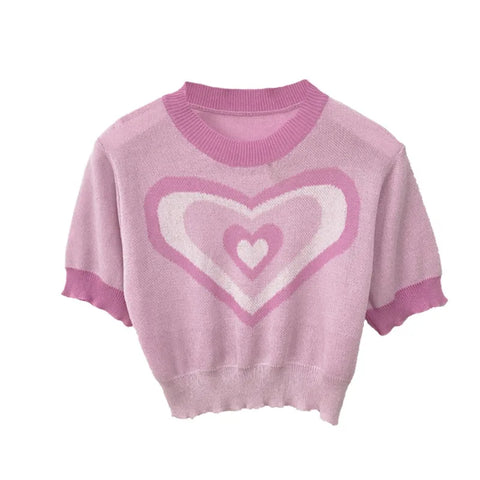 ハート柄とスリムフィットのアイスシルク製レディースソフトガールTシャツ