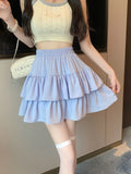 Ruffle Shirt Skirt in Pink High Waist A-Line for a Sweet Kawaii Look in Spring