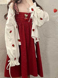 Kawaii Summer Cardigan with Strawberry Embroidery in Indie Style