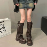Ladies Biker Boots with Buckle for a Grunge Look