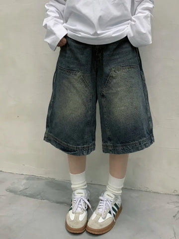 Y2K Vintage Baggy Shorts Jeans Women Wide Leg Streetwear