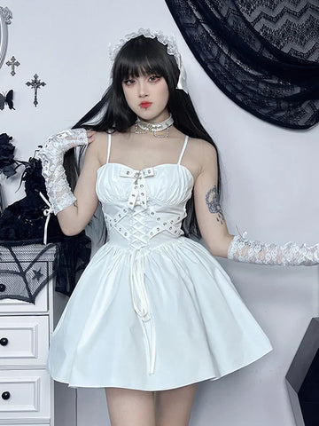 Sweet Gothic Mini Dress with Spaghetti Straps