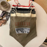 Crop Tops with Spaghetti Straps and Creative Print for the E-Girl Style