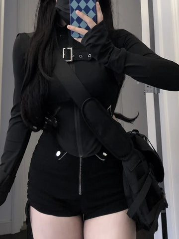 Y2K 2-piece set with belt and high waist