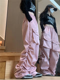 Ladies Cargo Pants in Pink Baggy High-Waist in Harajuku Style