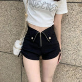 E-Girl Style High-Waisted Shorts with Zipper