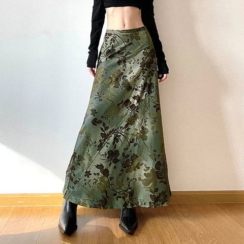 Green Trumpets Midi Rock for Alternative Styles Aesthetic Chic in Fairycore Design