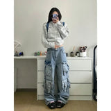 Acubi Oversize Cargo Jeans Wide Leg Pants with Many Pockets